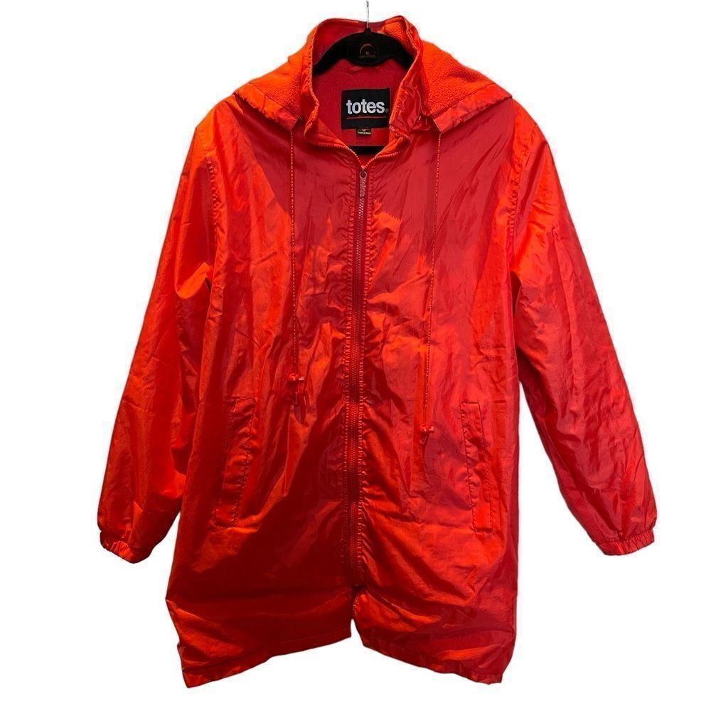 Totes Women's Hooded Mid-length Wind Breaker Coral Size Medium Fleece Lining